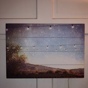 Wooden Panel Landscape Print Scene